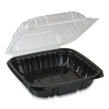 Pactiv Evergreen Earthchoice Dual Color Hinged-lid Takeout Container, 1-compartment, 38 Oz, 8.5 X 8.5 X 3, Black-clear, 150-carton freeshipping - TVN Wholesale